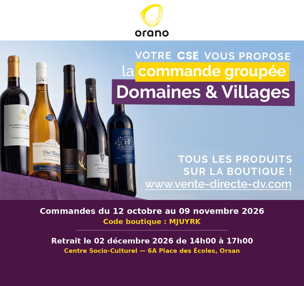 Vente Vins : Domaines et Villages octobre 2026